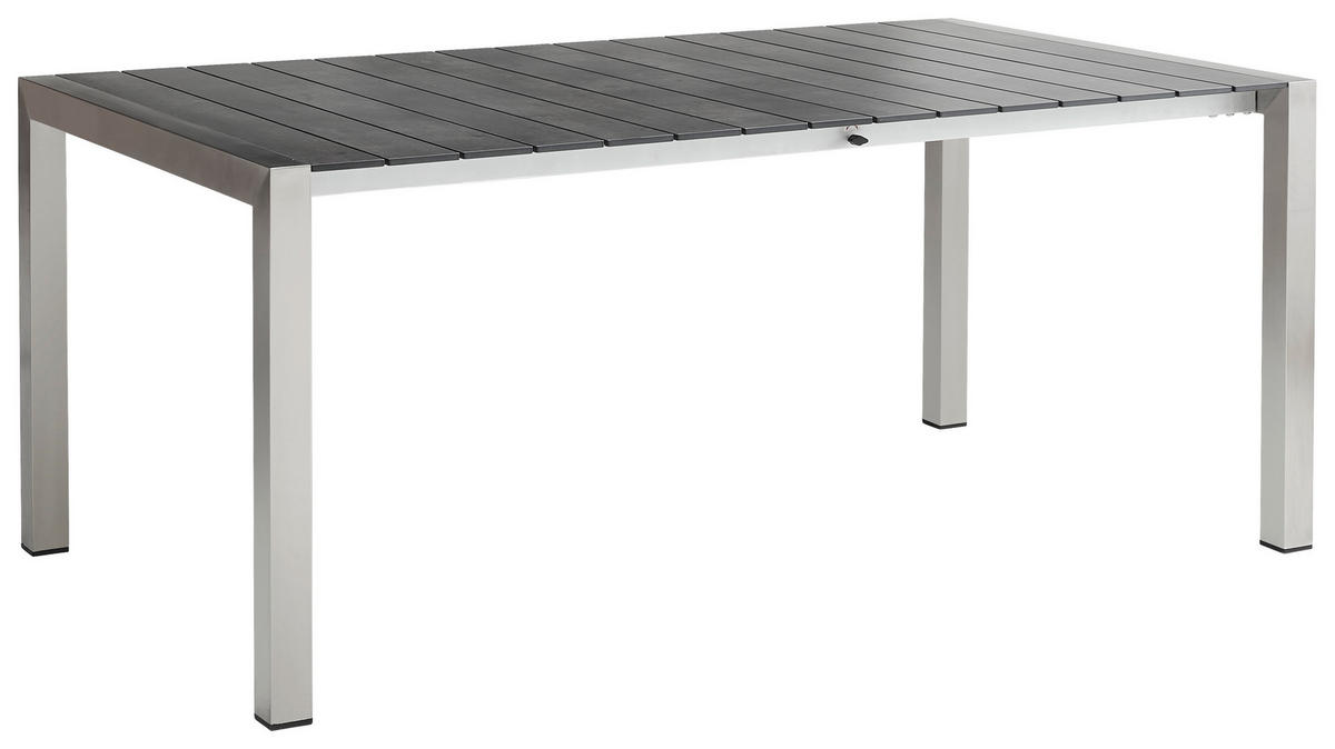 GARTENTISCH 180-248/100/74 cm Metall, Kunststoff rechteckig  - Edelstahlfarben/Dunkelgrau, KONVENTIONELL, Kunststoff/Metall (180-248/100/74cm) - Amatio