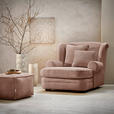XXL-SESSEL Cord Rosa - Beige/Dunkelbraun, Design, Holz/Textil (121/100/140cm) - Ambia Home