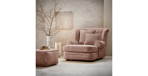XXL-SESSEL Cord Rosa - Beige/Dunkelbraun, Design, Holz/Textil (121/100/140cm) - Ambia Home