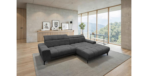 ECKSOFA inkl.Funktionen Anthrazit Chenille  - Anthrazit/Schwarz, MODERN, Textil/Metall (300/195cm) - Xora