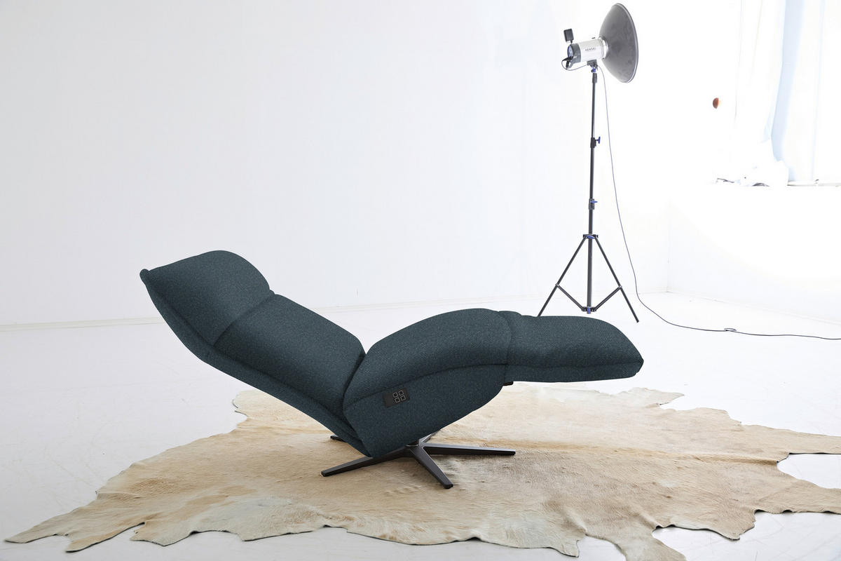 RELAXSESSEL in Textil Dunkelblau  - Schwarz/Dunkelblau, MODERN, Textil/Metall (90/106/96cm) - Chilliano