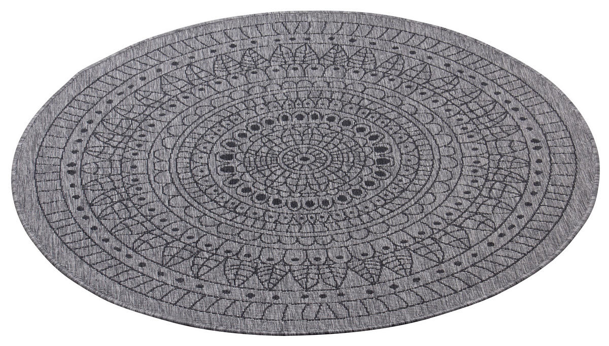 OUTDOORTEPPICH 200 cm Twin Grau, Schwarz  - Schwarz/Grau, Design, Kunststoff (200cm)