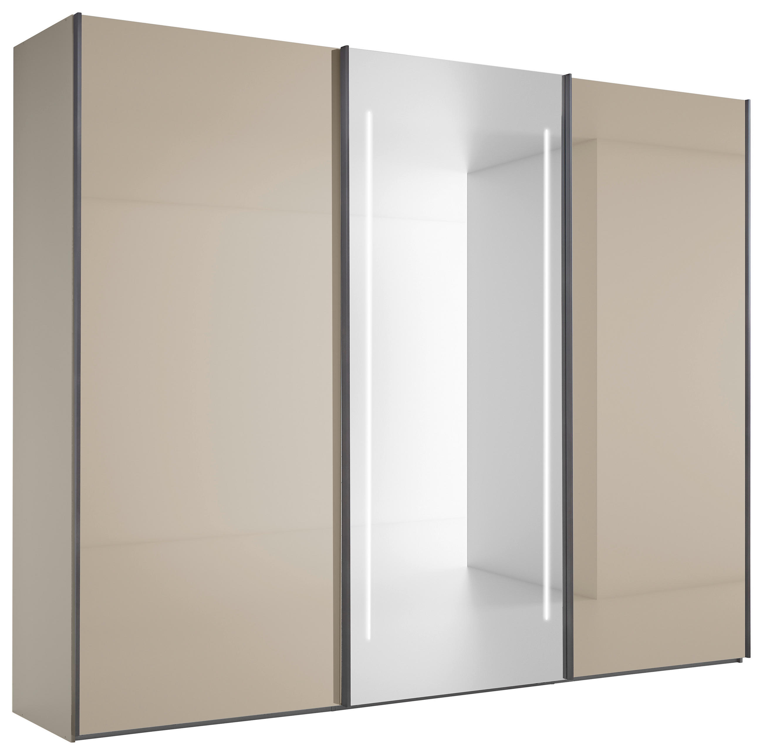 SCHWEBETÜRENSCHRANK 300/236/68 cm 3 Tür(en)-türig Grau  - Schieferfarben/Grau, Design, Glas/Holzwerkstoff (300/236/68cm) - Dieter Knoll