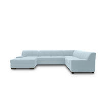 WOHNLANDSCHAFT  in Webstoff Pastellblau  - Wengefarben/Pastellblau, Design, Holz/Textil (153/328/212cm) - MID.YOU