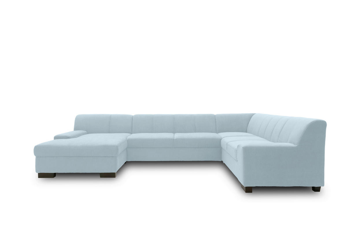 WOHNLANDSCHAFT  in Webstoff Pastellblau  - Wengefarben/Pastellblau, Design, Holz/Textil (153/328/212cm) - MID.YOU