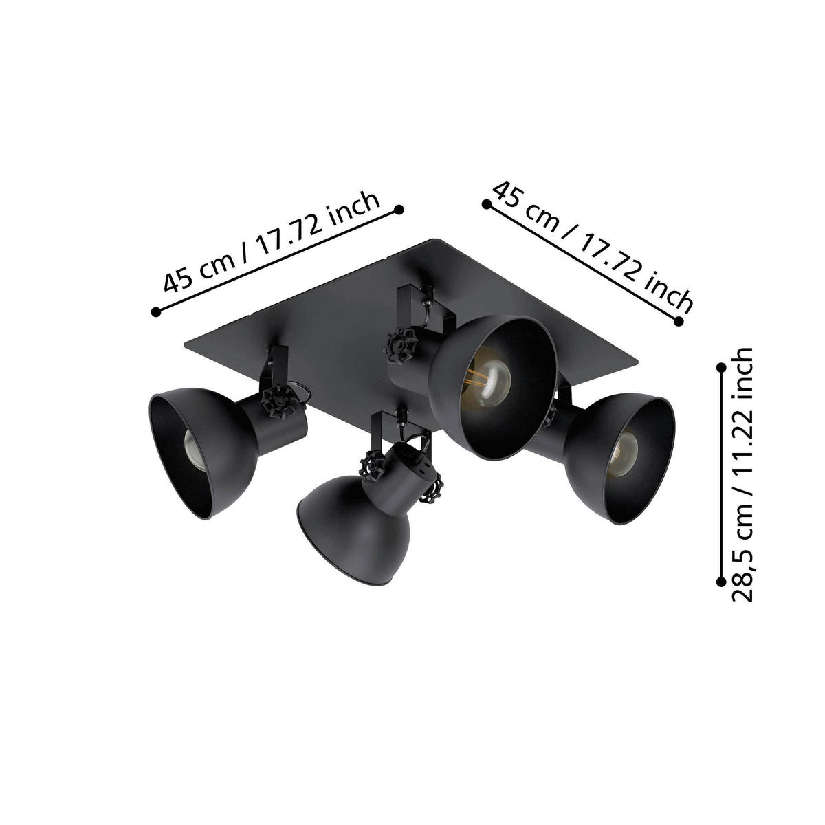 STRAHLER Barnstaple 1 45/45/23,6 cm  - Schwarz, Basics, Holz/Metall (45/45/23,6cm) - Eglo