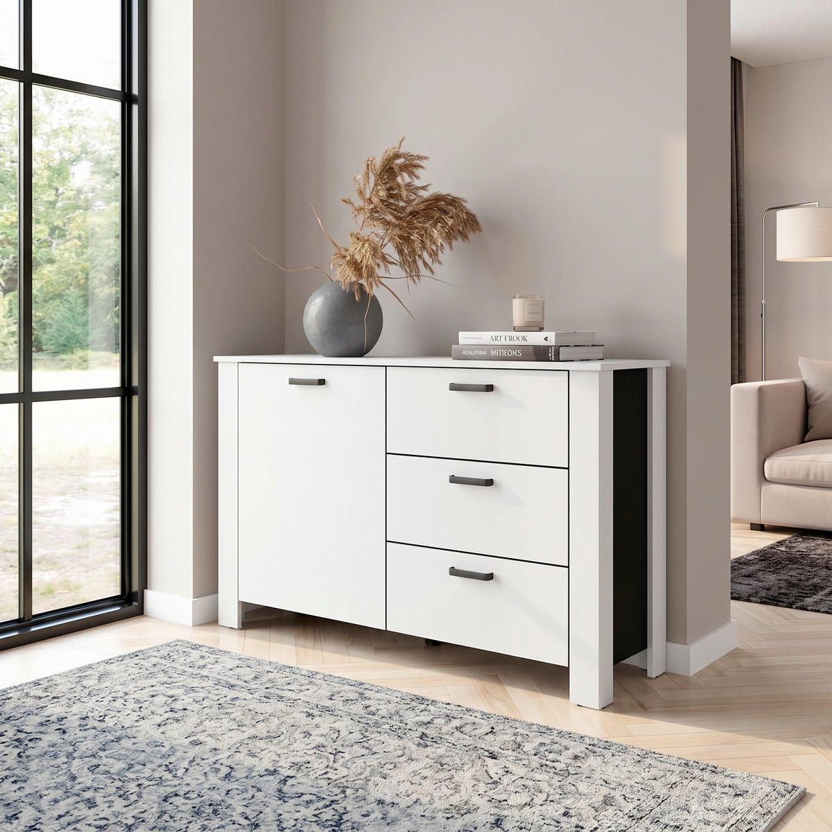 SIDEBOARD  140/84/40 cm 3 Schublade(n)  - Schwarz/Weiß, Design, Holzwerkstoff/Kunststoff (140/84/40cm) - MID.YOU