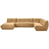 WOHNLANDSCHAFT Hellbraun Lederlook  - Hellbraun, Trend, Textil (185/390/210cm) - Livetastic