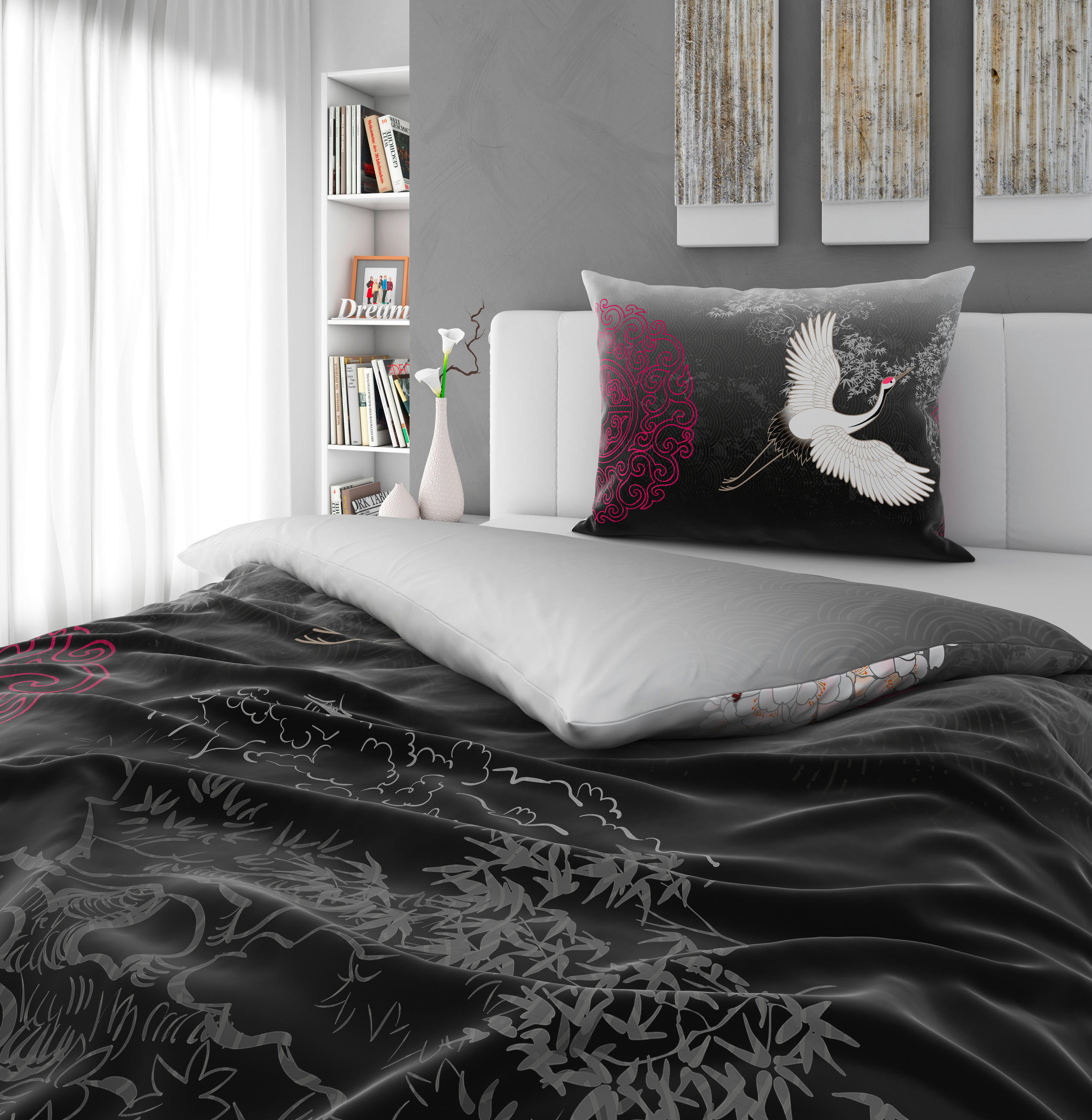 VÄNDBART PÅSLAKANSET satin 150/210 cm  - svart, Trend, textil (150/210cm) - Esposa