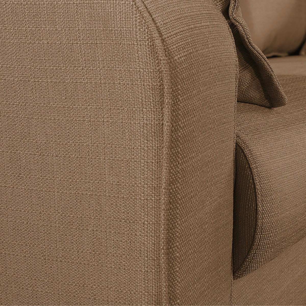 ECKSOFA Beata Hellbraun Mikrofaser  - Wengefarben/Hellbraun, Design, Holz/Textil (230/150cm) - Livetastic