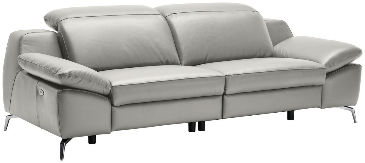 CANAPEA CU 3 LOCURI piele gri  - culoare crom/negru, Design, plastic/metal (234/83-99/110cm) - Celina Home