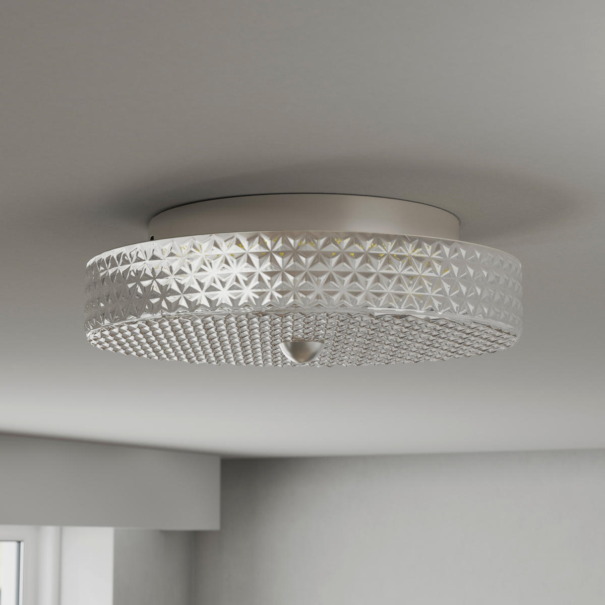 Plafonieră Cu Led 18 W  30/9,5 cm    - străveziu, Konventionell, sticlă/metal (30/9,5cm) - Glandor