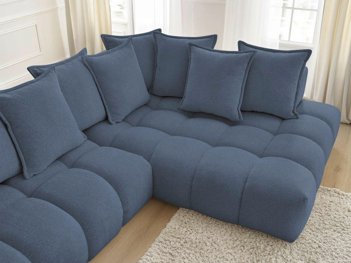 ECKSOFA Ottomane rechts  EVEREST Dunkelblau Flachgewebe  - Schwarz/Dunkelblau, MODERN, Kunststoff/Textil (352/210cm)