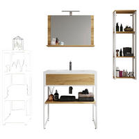 BADEZIMMER 5-teilig  in  - Honigeiche/Weiss, Modern, Glas/Keramik (80/85/46cm) - MID.YOU