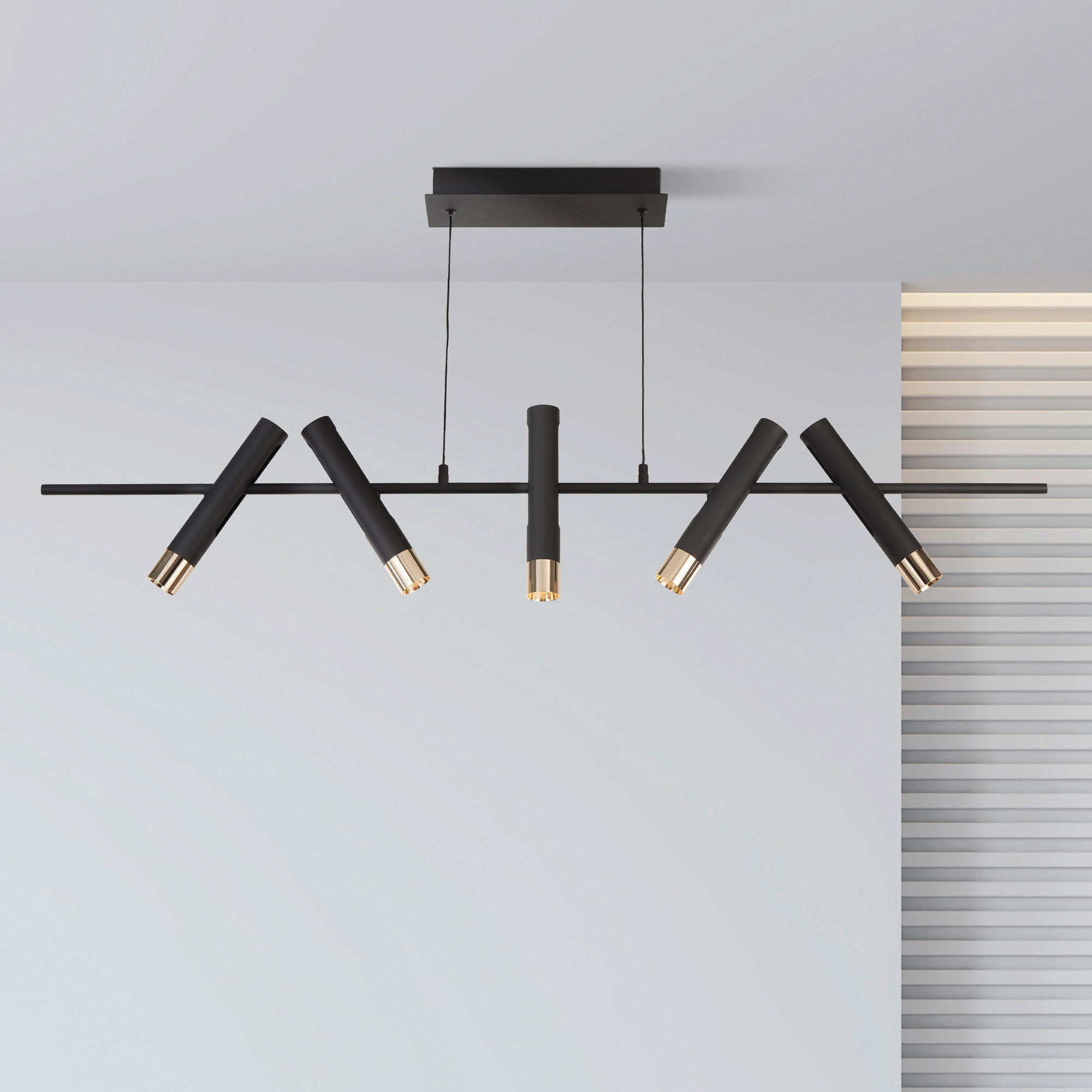 LED-PENDELLAMPA Cylinder 10/23.5/120 cm  - svart/guldfärgad, Basics, metall/plast (10/23.5/120cm)