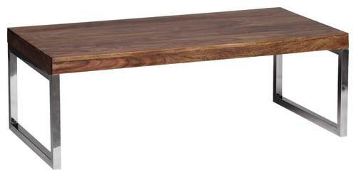 COUCHTISCH Sheesham massiv 120/60/40 cm rechteckig Sheeshamfarben  - Chromfarben/Sheeshamfarben, Design, Holz/Metall (120/60/40cm) - MID.YOU
