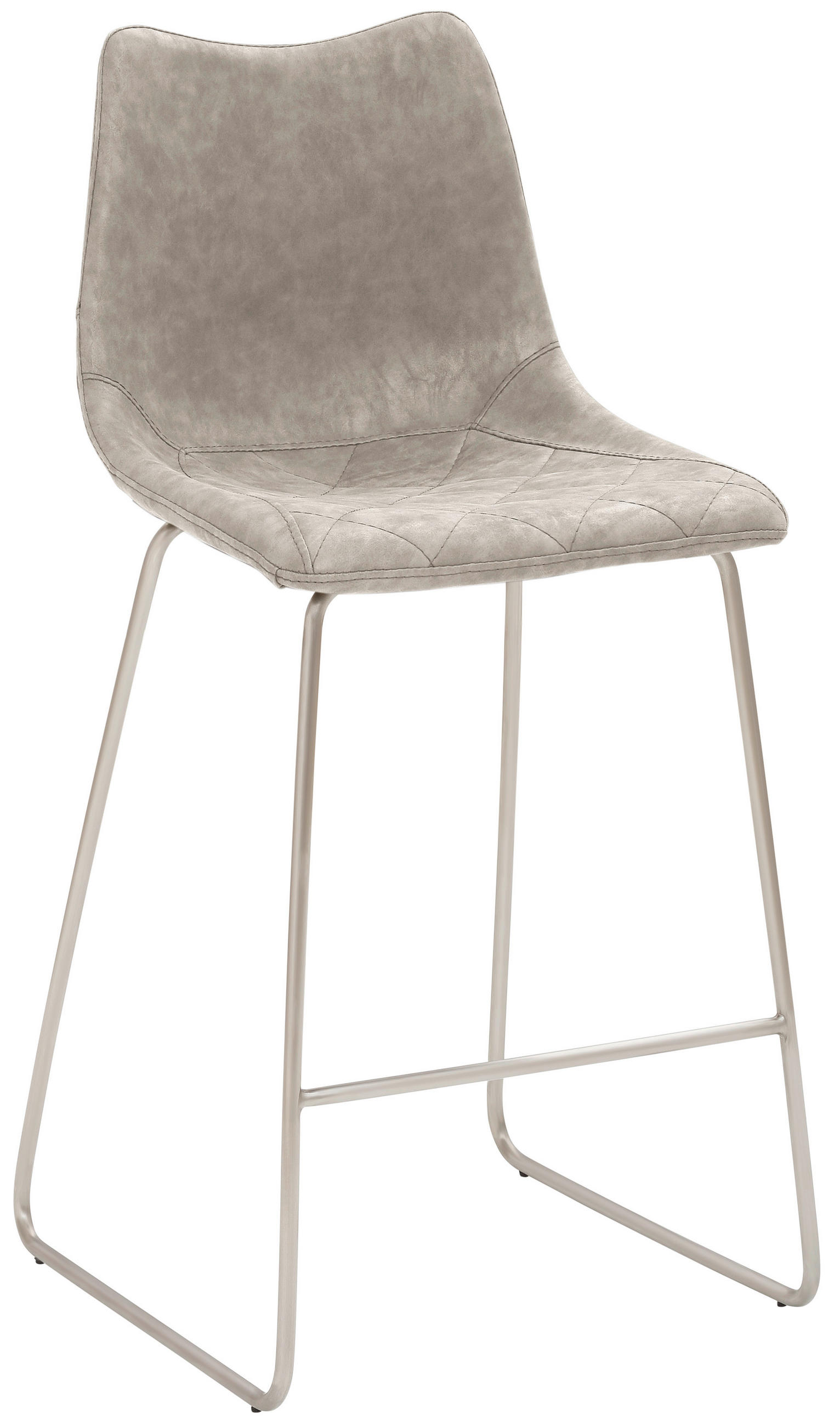 TRESENSTUHL Lederlook Edelstahlfarben, Hellgrau  - Edelstahlfarben/Hellgrau, KONVENTIONELL, Textil/Metall (49/99/51cm) - Livetastic