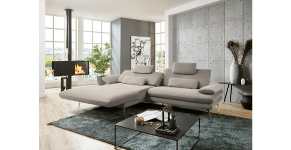 ECKSOFA in Webstoff Hellbraun  - Hellbraun/Schwarz, Design, Textil/Metall (184/284cm) - Dieter Knoll