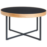 COUCHTISCH Eiche massiv rund Naturfarben, Schwarz  - Schwarz/Naturfarben, MODERN, Holz/Holzwerkstoff (80/46,5cm) - Livetastic
