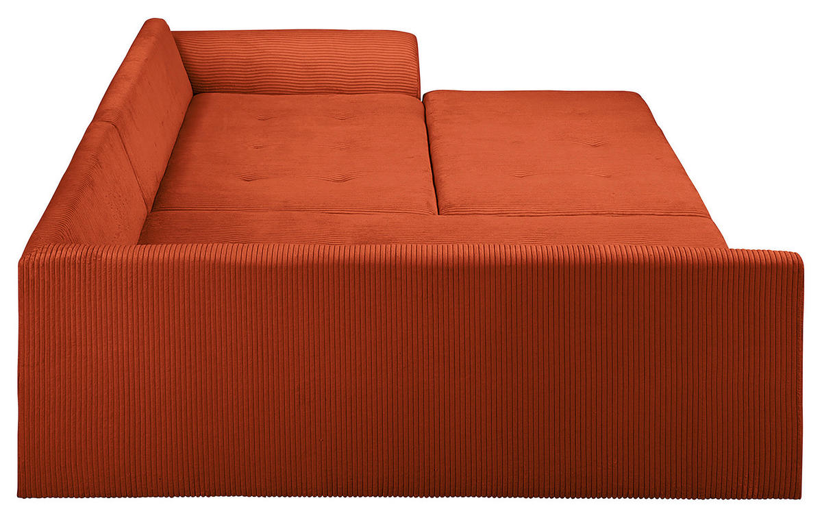 ECKSOFA inkl. Hocker Ariella in Cord Rostfarben  161/231 cm  - Rostfarben/Naturfarben, Design, Holz/Textil (161/231cm) - Livetastic