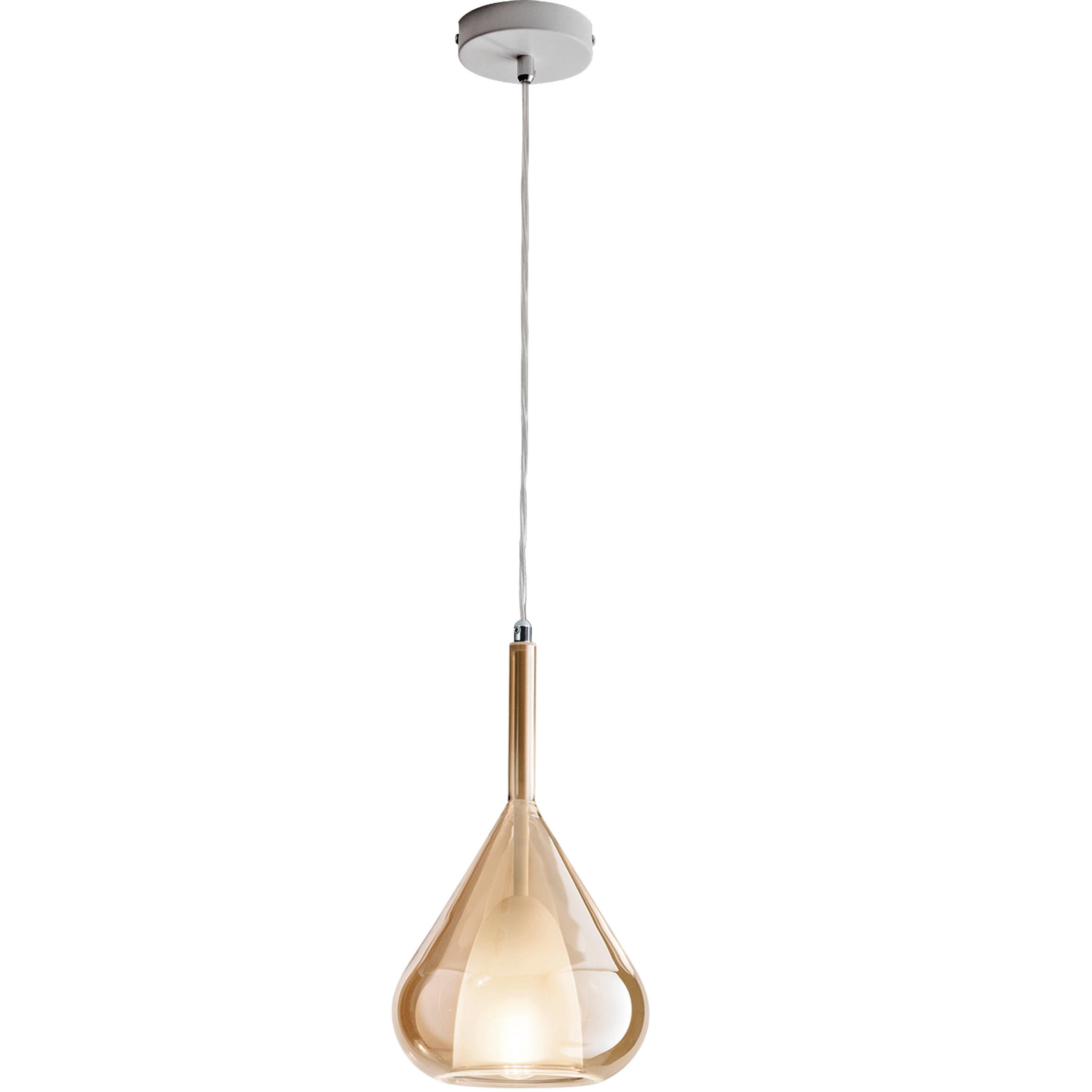 HÄNGELEUCHTE Lila 20/200 cm   - Bernsteinfarben, Design, Glas/Metall (20/200cm) - Fabas Luce