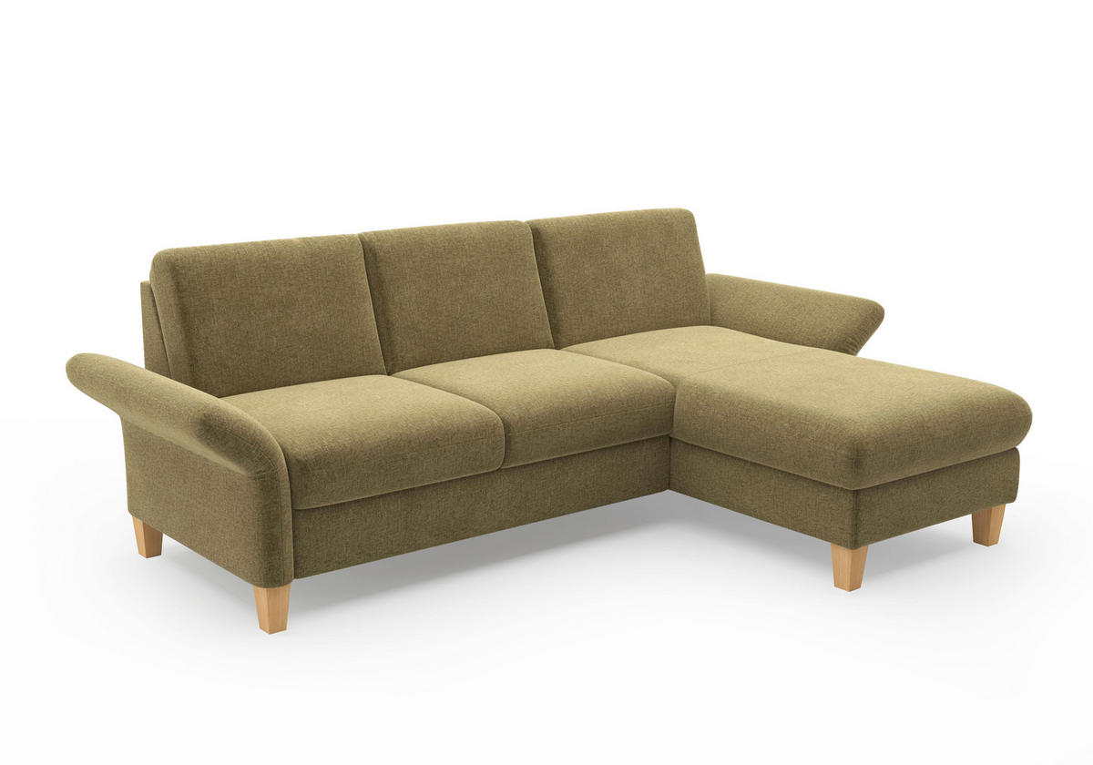 ECKSOFA ROCHELLE E Olivgrün Flachgewebe  - Eichefarben/Olivgrün, KONVENTIONELL, Holz/Textil (251/164cm) - Sit & More