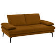 2,5-SITZER in Velours Cognac  - Cognac/Beige, Design, Textil/Metall (196/89/104cm) - Dieter Knoll