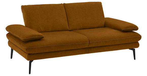 2,5-SITZER in Velours Cognac - Cognac/Beige, Design, Textil/Metall (196/89/104cm) - Dieter Knoll