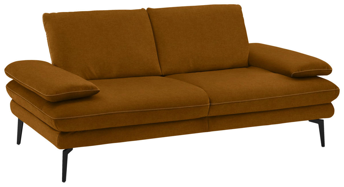 2,5-SITZER in Velours Cognac  - Cognac/Beige, Design, Textil/Metall (196/89/104cm) - Dieter Knoll