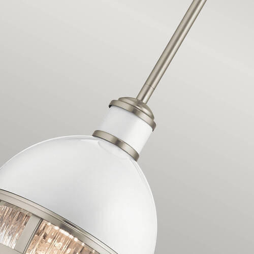 HÄNGELEUCHTE Elstead Tollis 20.4/44.5 cm   - Weiß/Nickelfarben, Design, Glas/Metall (20.4/44.5cm) - Elstead Lighting