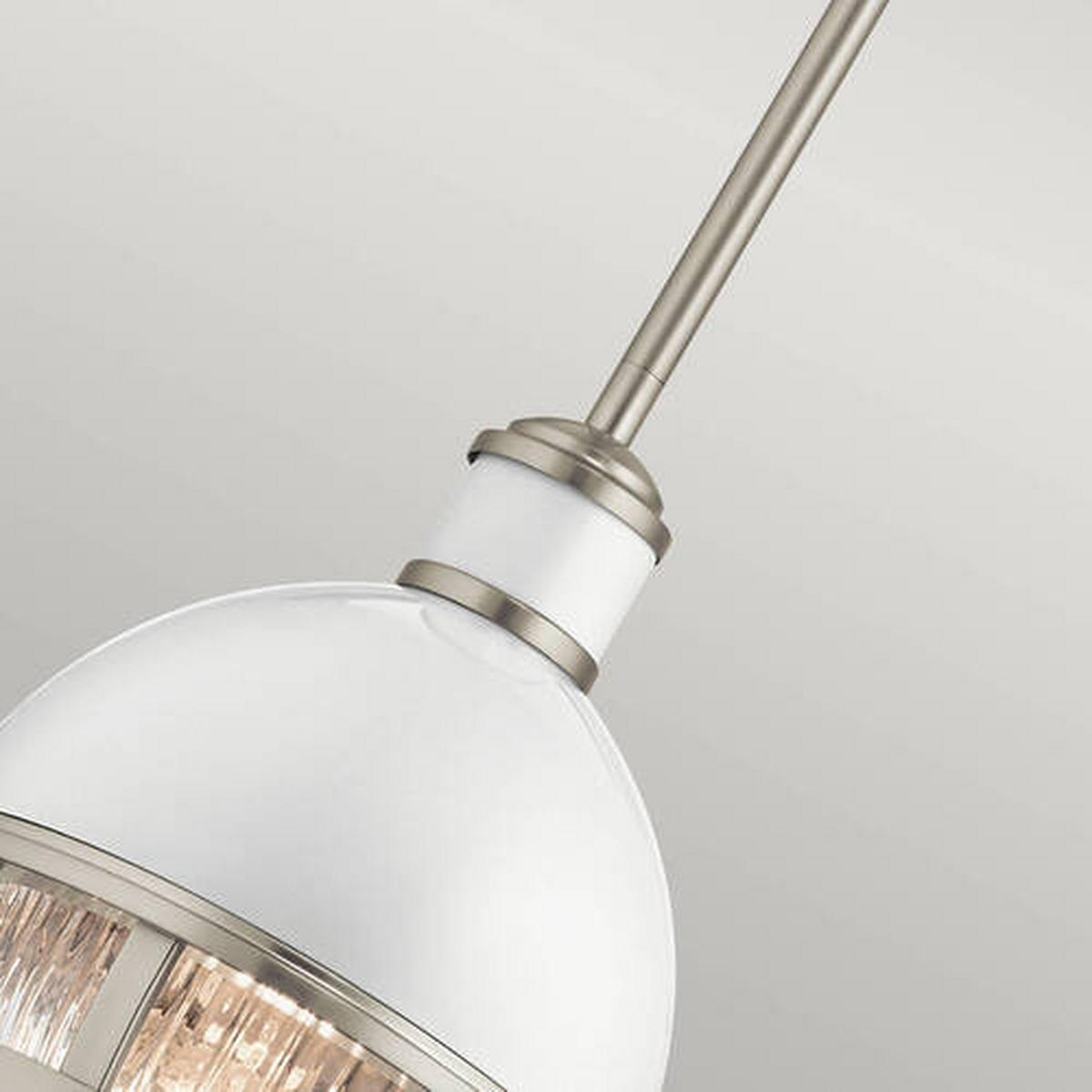 HÄNGELEUCHTE 20.4/44.5 cm    - Weiss/Nickelfarben, Design, Glas/Metall (20.4/44.5cm) - Elstead Lighting