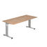 SCHREIBTISCH - Silberfarben/Nussbaumfarben, KONVENTIONELL, Holzwerkstoff/Metall (180/65-85/80cm) SCHREIBTISCH - Silberfarben/Nussbaumfarben, KONVENTIONELL, Holzwerkstoff/Metall (180/65-85/80cm)