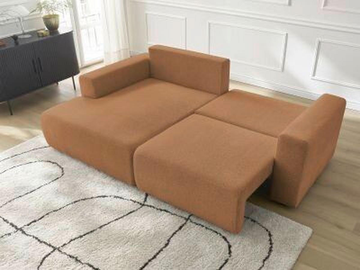 ECKSOFA Ottomane links  ATILLA Orange Flachgewebe  - Schwarz/Orange, MODERN, Kunststoff/Textil (149/244cm)
