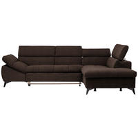 ECKSOFA in Mikrofaser Dunkelbraun  - Dunkelbraun/Schwarz, Design, Kunststoff/Textil (279/210cm) - Livetastic