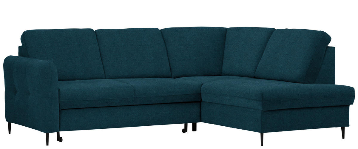 ECKSOFA in Chenille Petrol  - Petrol/Schwarz, Modern, Holz/Textil (241/184cm) - Carryhome