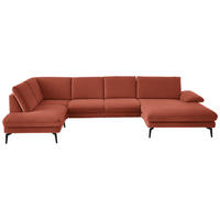 WOHNLANDSCHAFT  in Chenille, Flachgewebe Terracotta  - Terracotta/Schwarz, Design, Textil/Metall (208/344/180cm) - Dieter Knoll