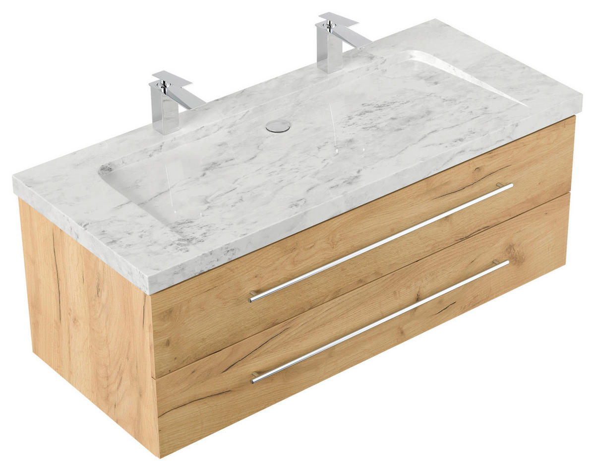 WASCHTISCHKOMBI 130 cm  - Eichefarben, Basics, Holzwerkstoff/Stein (130cm) - MID.YOU