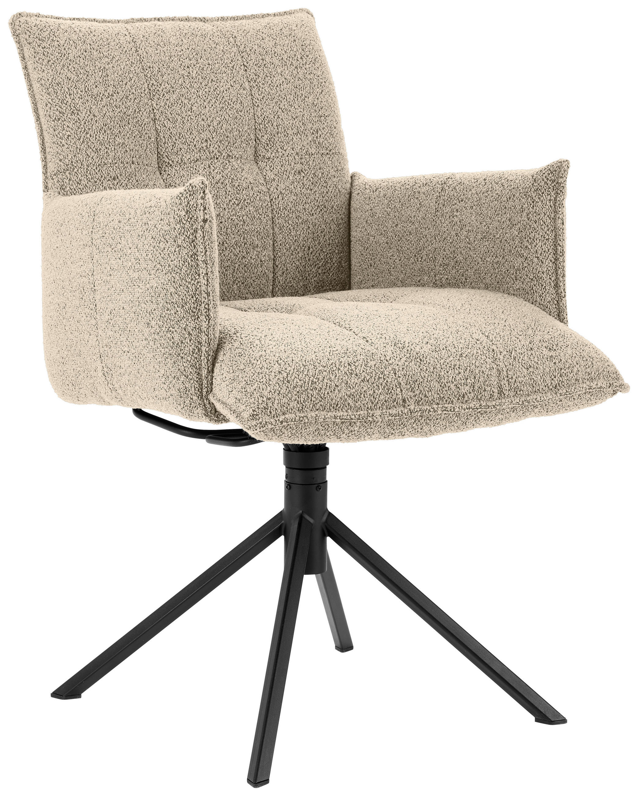 ARMLEHNSTUHL  in Flachgewebe  - Beige/Schwarz, Design, Textil/Metall (55/85/65cm) - Valnatura