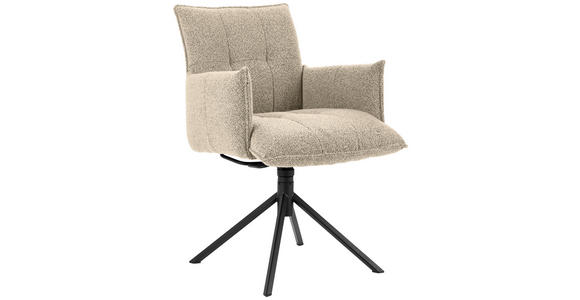 ARMLEHNSTUHL in Flachgewebe - Beige/Schwarz, Design, Textil/Metall (55/85/65cm) - Valnatura