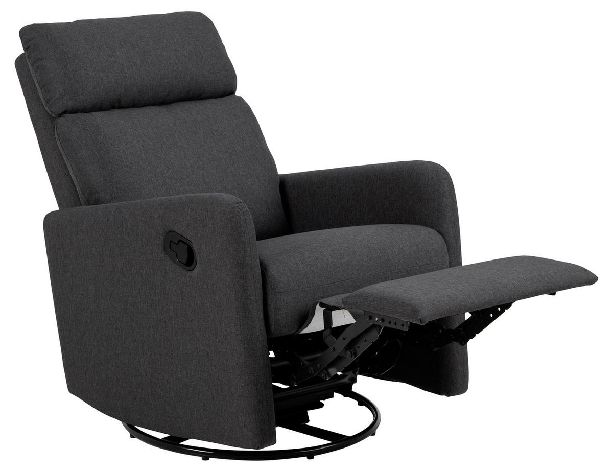 FERNSEHSESSEL in Flachgewebe Grau  - Schwarz/Grau, Konventionell, Textil/Metall (93,5/99/67cm) - MID.YOU