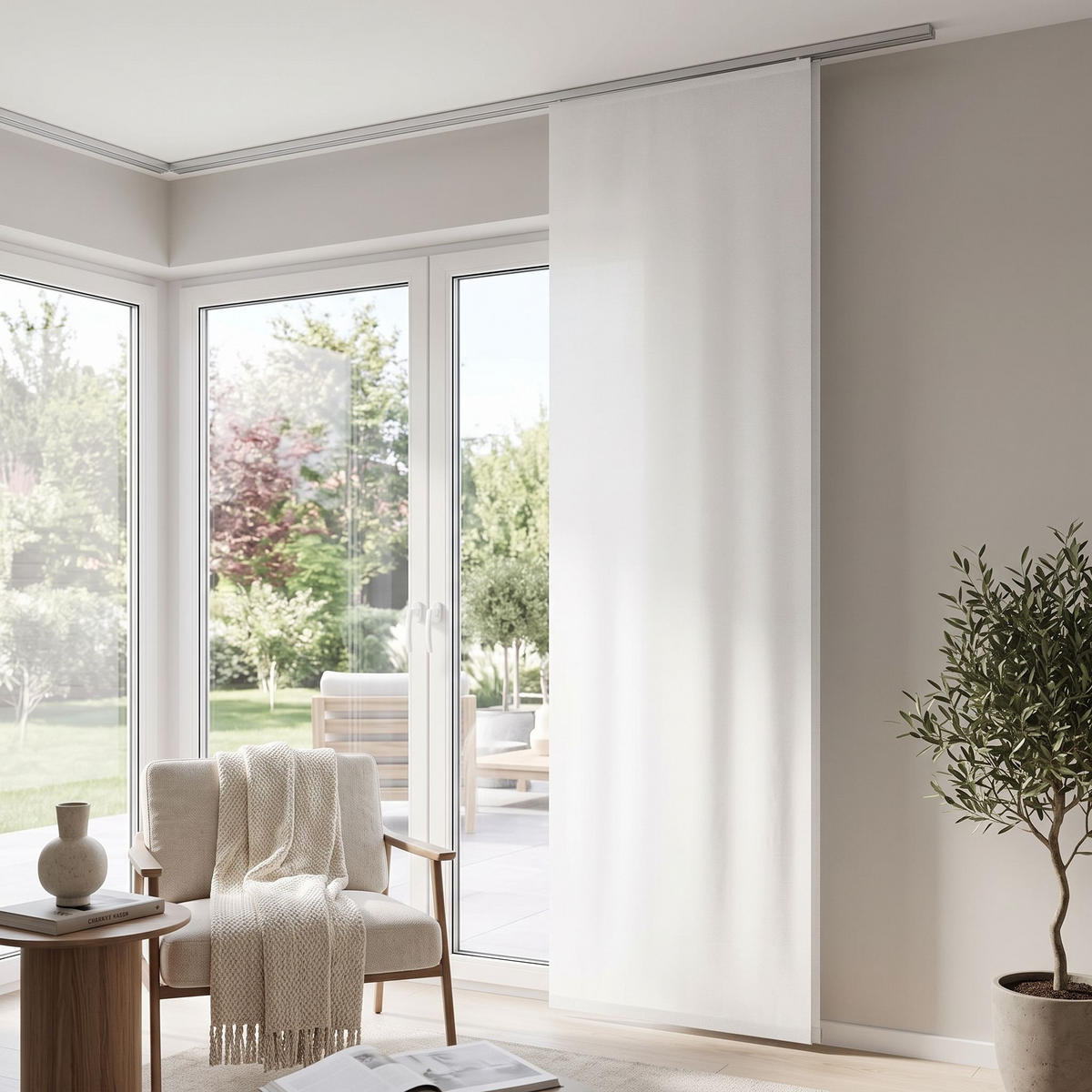 FLÄCHENVORHANG   blickdicht  60/245 cm   - Weiß, Design, Textil (60/245cm)