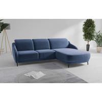 ECKSOFA BLUES V Blau Samt  - Blau/Schwarz, MODERN, Textil/Metall (271/191cm) - Sit & More