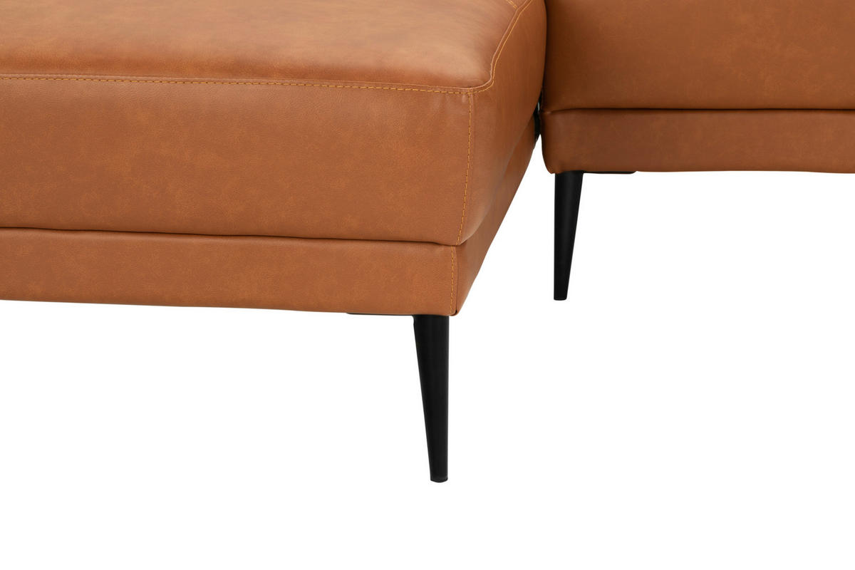 HÖRNSOFFA i äkta läder rostfärgad  - svart/rostfärgad, Design, metall/läder (153/233cm) - Livetastic