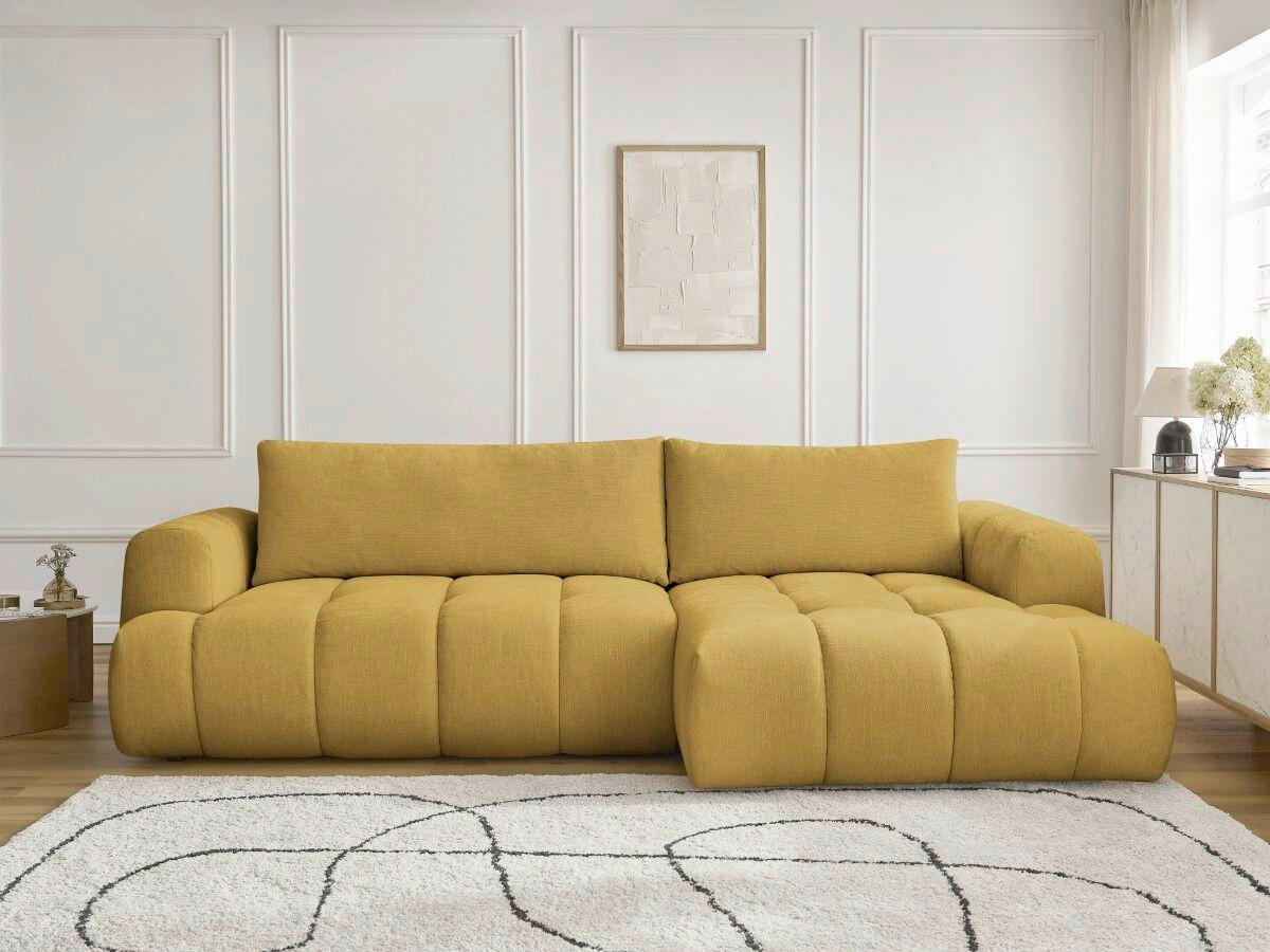 ECKSCHLAFSOFA FUJI Leinenoptik Gelb  inkl.  - Gelb/Schwarz, MODERN, Kunststoff/Textil (292/160cm)