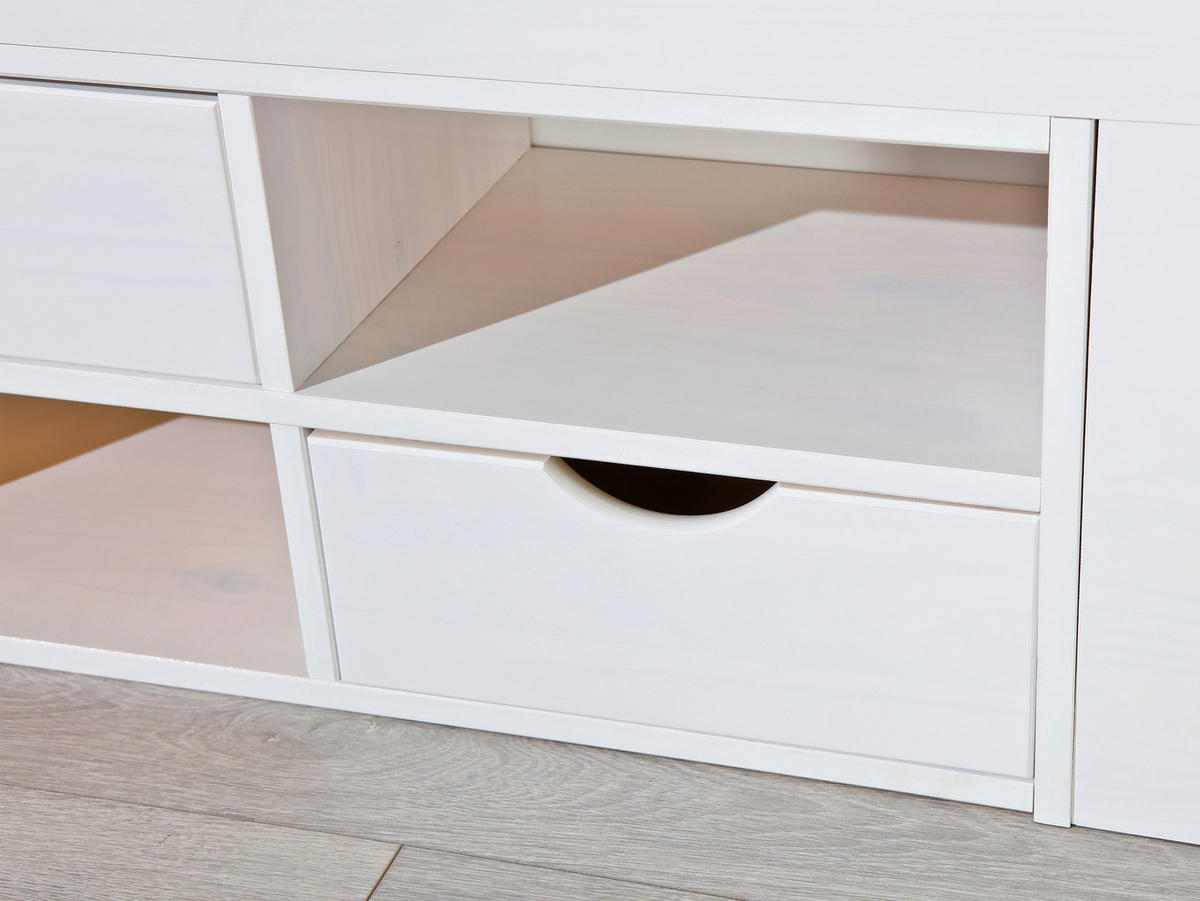 STAURAUMBETT 140/190 cm  in Weiss   - Weiss/Naturfarben, Modern, Holz (140/190cm) - MID.YOU