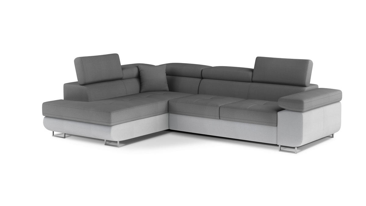 ECKSOFA  Grau, Hellgrau Textilgeflecht  - Chromfarben/Hellgrau, Design, Textil/Metall (203/272cm) - MID.YOU