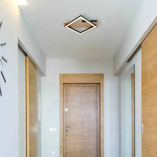 PLAFONIERĂ CU LED - opal/maro închis, Natur, plastic/metal (33/31/5,5cm) - Globo