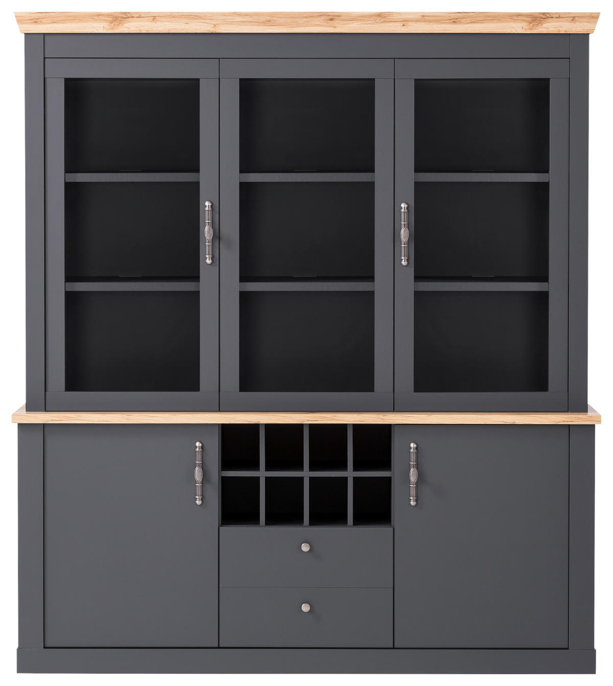 BUFFET 184/205/44 cm  in Anthrazit, Eiche Wotan  - Anthrazit/Silberfarben, Design, Holzwerkstoff/Metall (184/205/44cm) - MID.YOU
