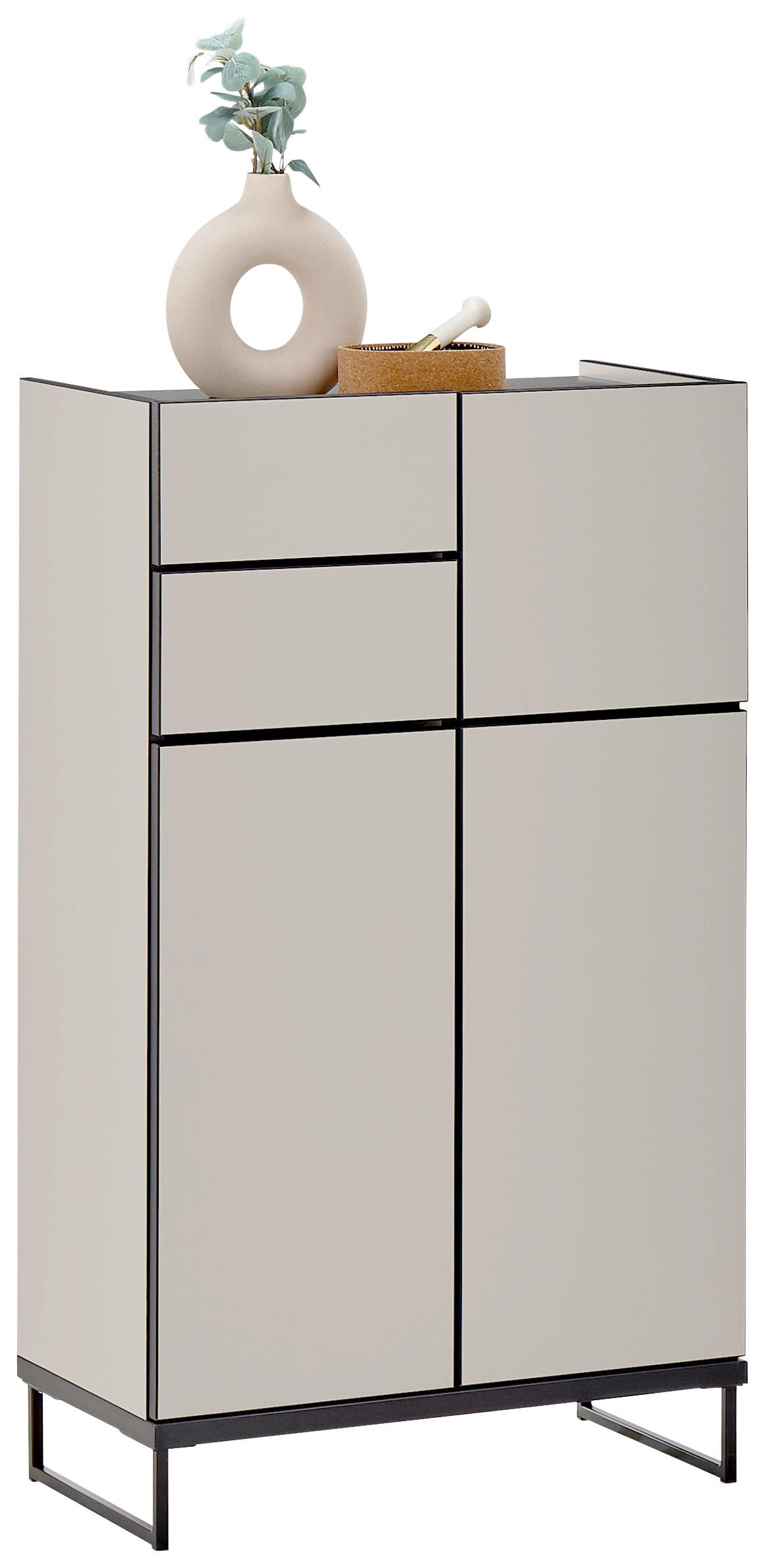 MIDISCHRANK 60/102/31 cm  - Kaschmir/Schwarz, Basics, Holzwerkstoff/Metall (60/102/31cm) - MID.YOU