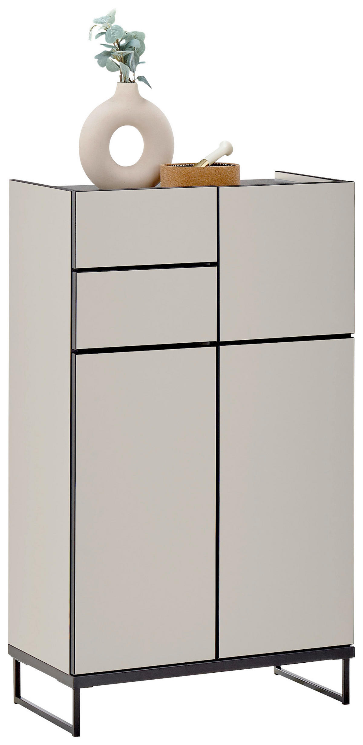 MIDISCHRANK 60/102/31 cm  - Kaschmir/Schwarz, Basics, Holzwerkstoff/Metall (60/102/31cm) - MID.YOU